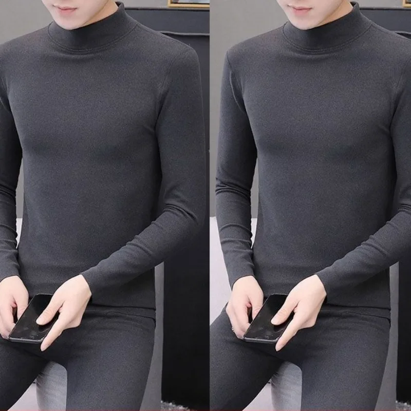 Мужской бархатный комплект термобелья с круглым вырезом - Фотография_4