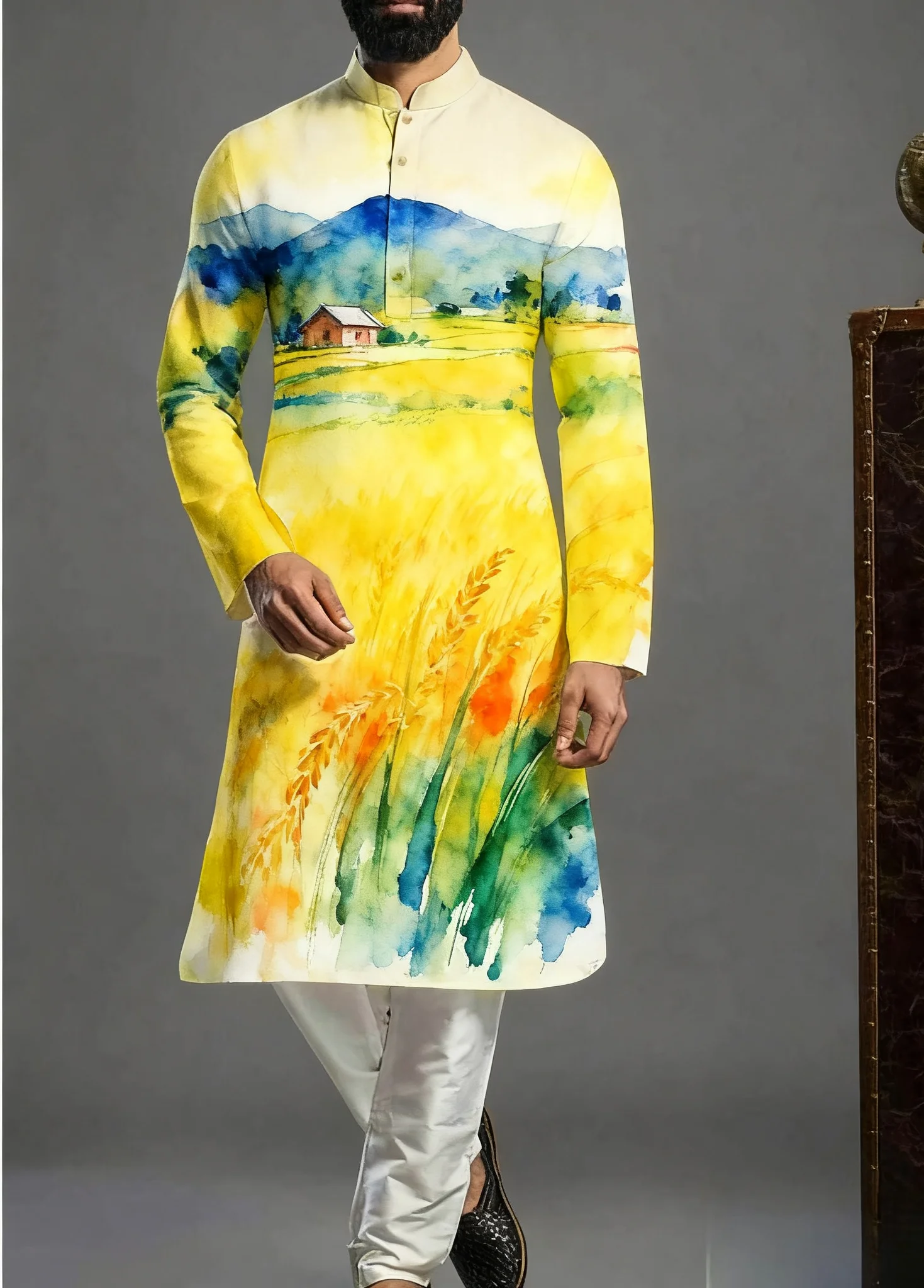 Мужской модный повседневный халат - Фотография_3