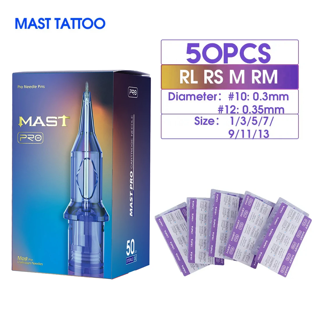 Смешанные размеры rl/rs/rm/m mast tattoo pro