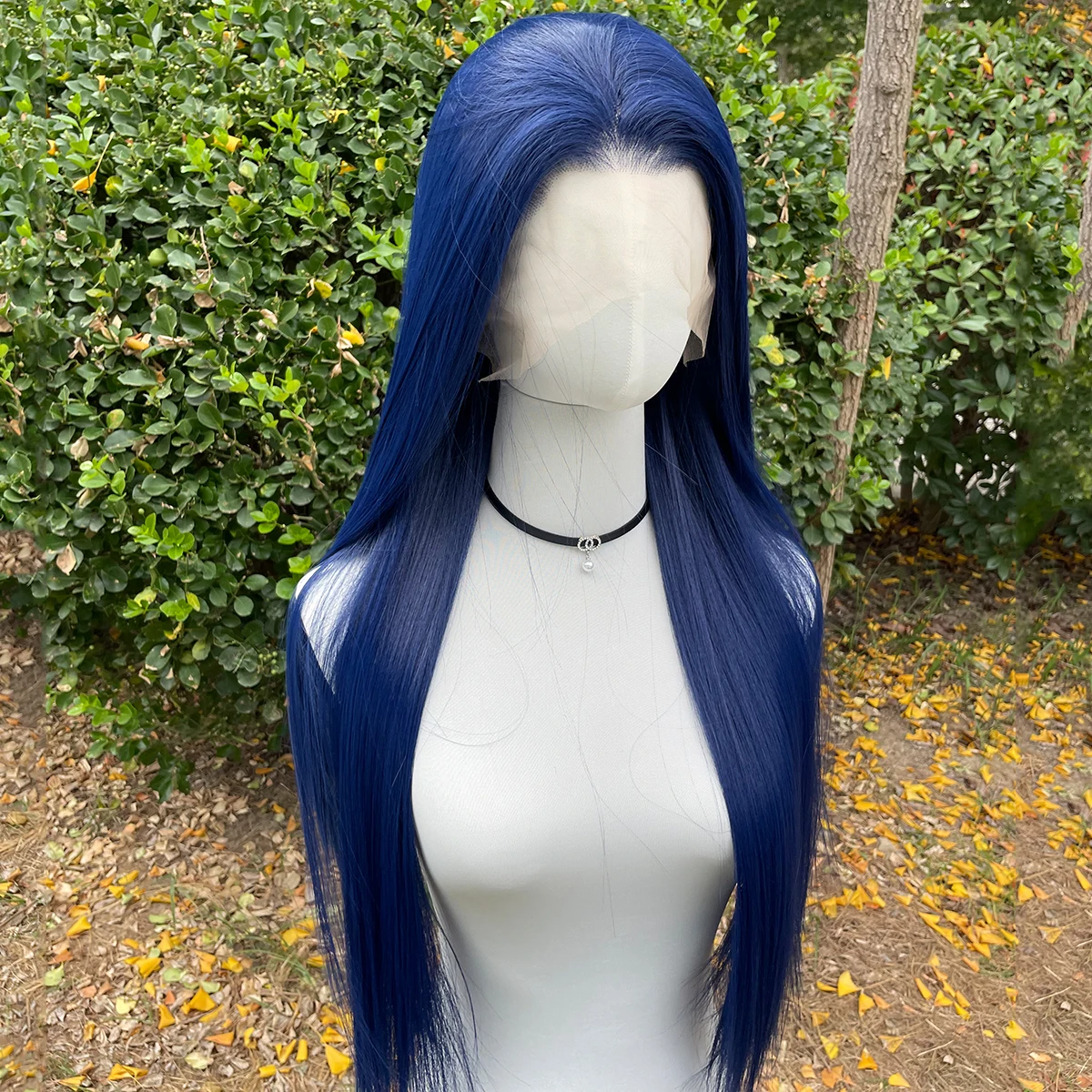 Темно-синие синтетические парики спереди 13x4 для женщин - Фотография_3