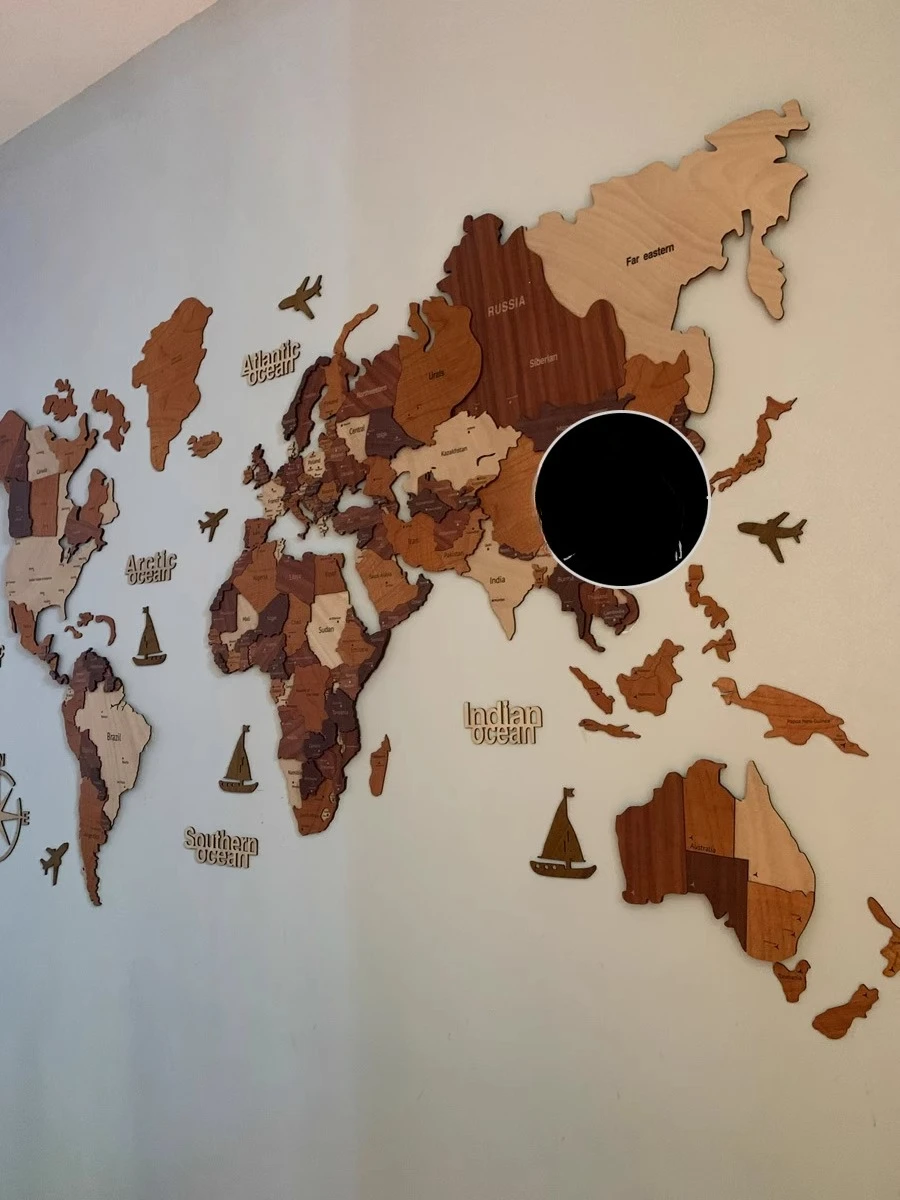 Карта мира из цельного дерева - Фотография_2