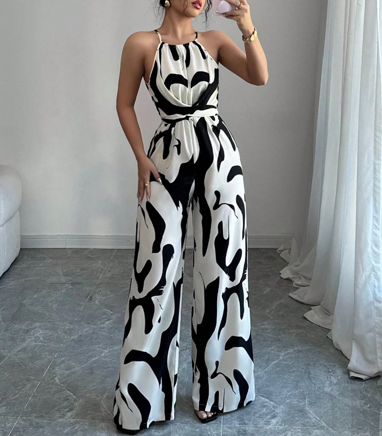 Комбинезон traf colorblock с высокой талией - Фотография_3