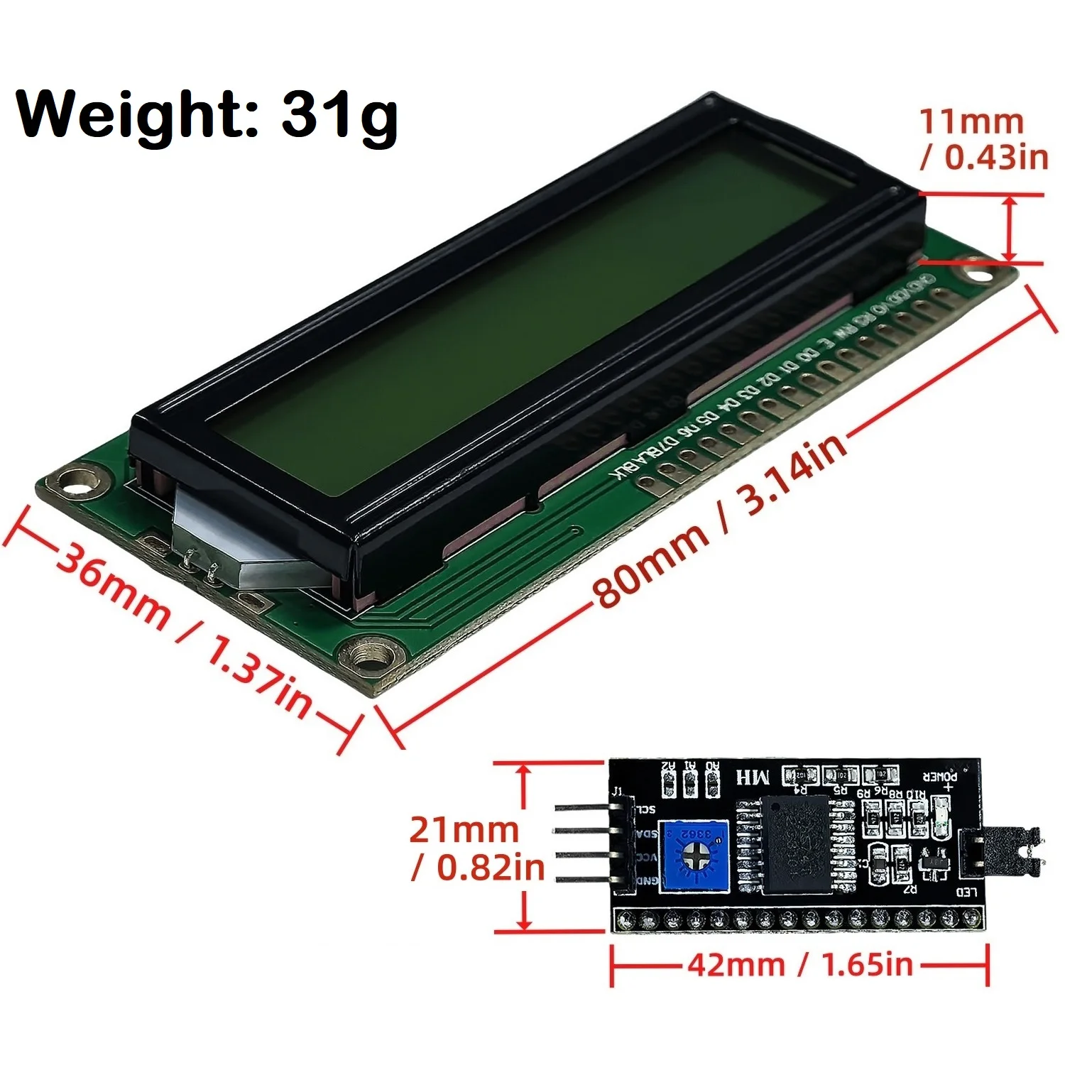 Lcd1602 iic модуль жк-дисплея 16x2 - Фотография_4