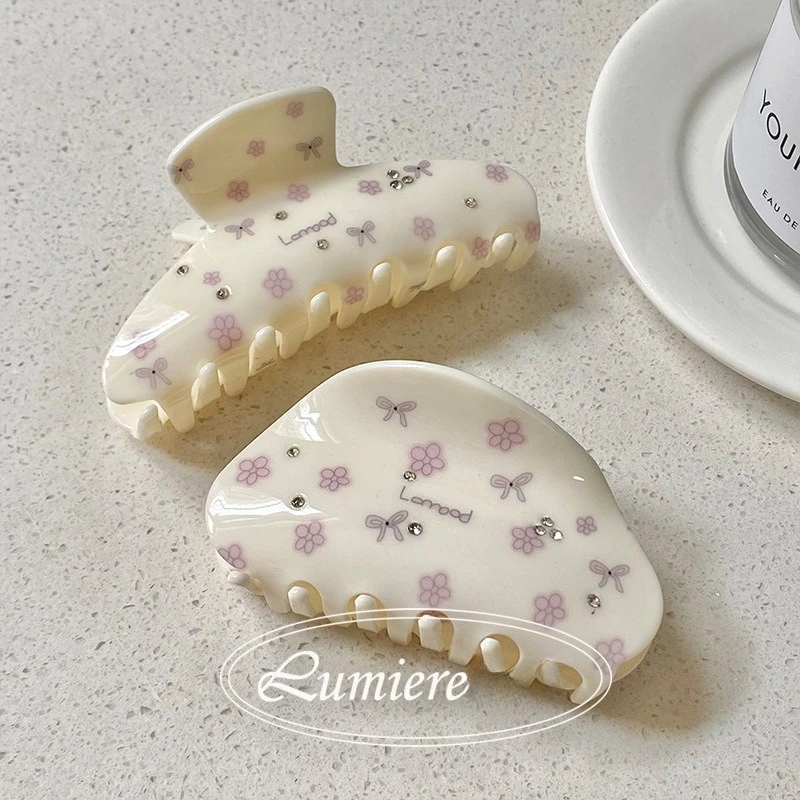 Новые милые розовые заколки для волос с цветочным бантом и стразами - Фотография_2