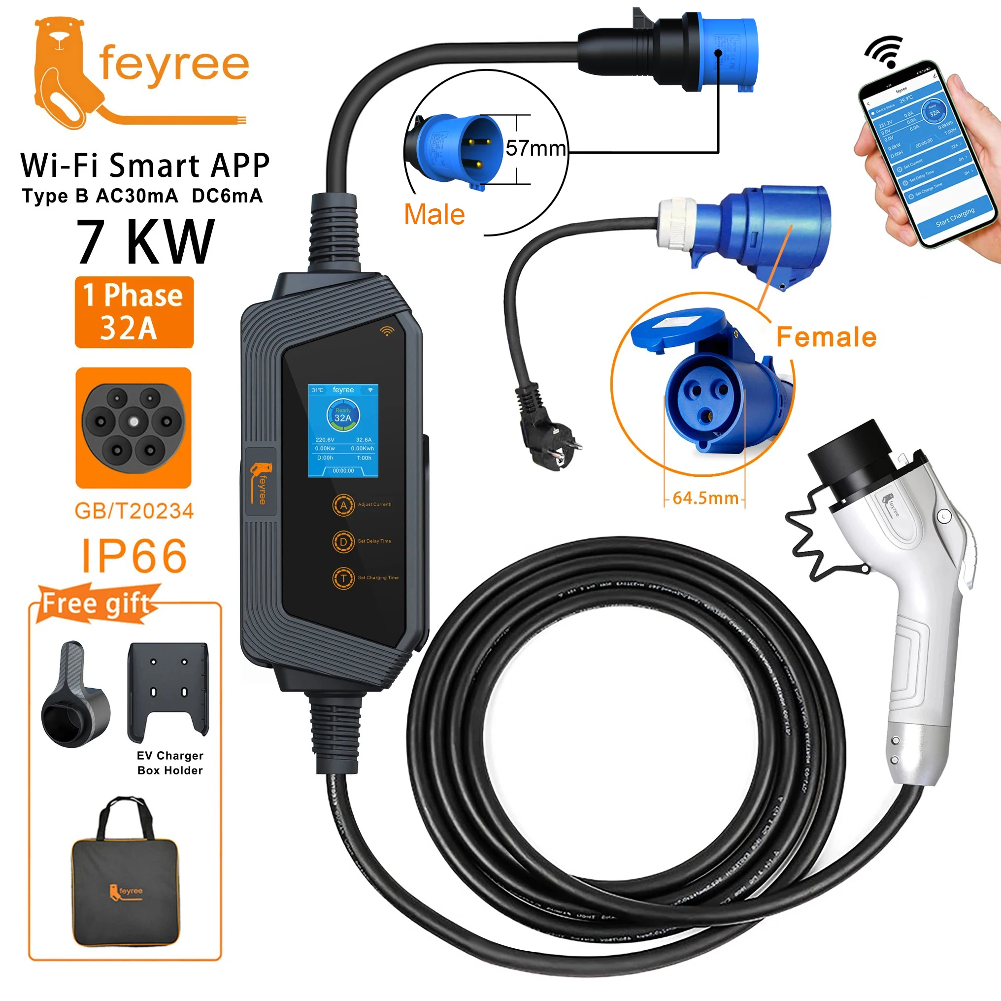 Feyree 7kw 32a регулируемое зарядное - Фотография_2