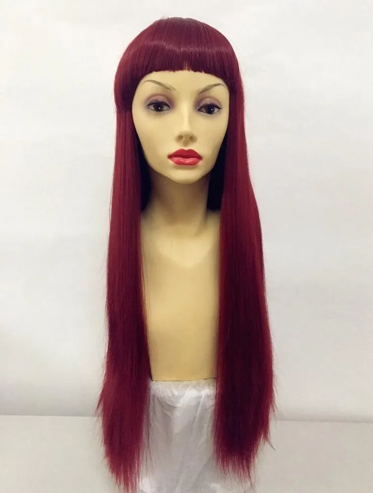 Deluxe длинный темно-красный прямой - Фотография_2