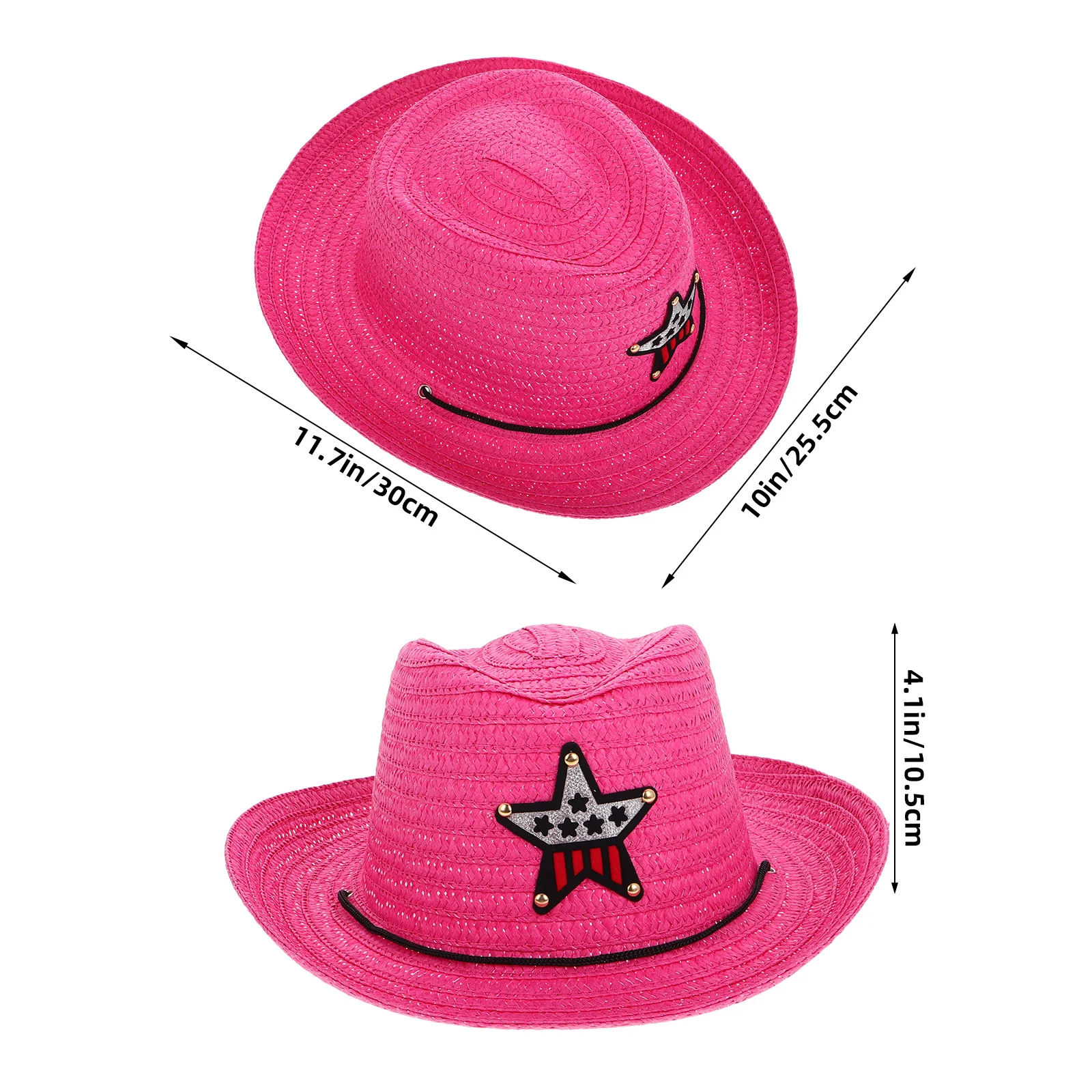 Детская ковбойская шляпа с соломенным узором звезды - Фотография_6