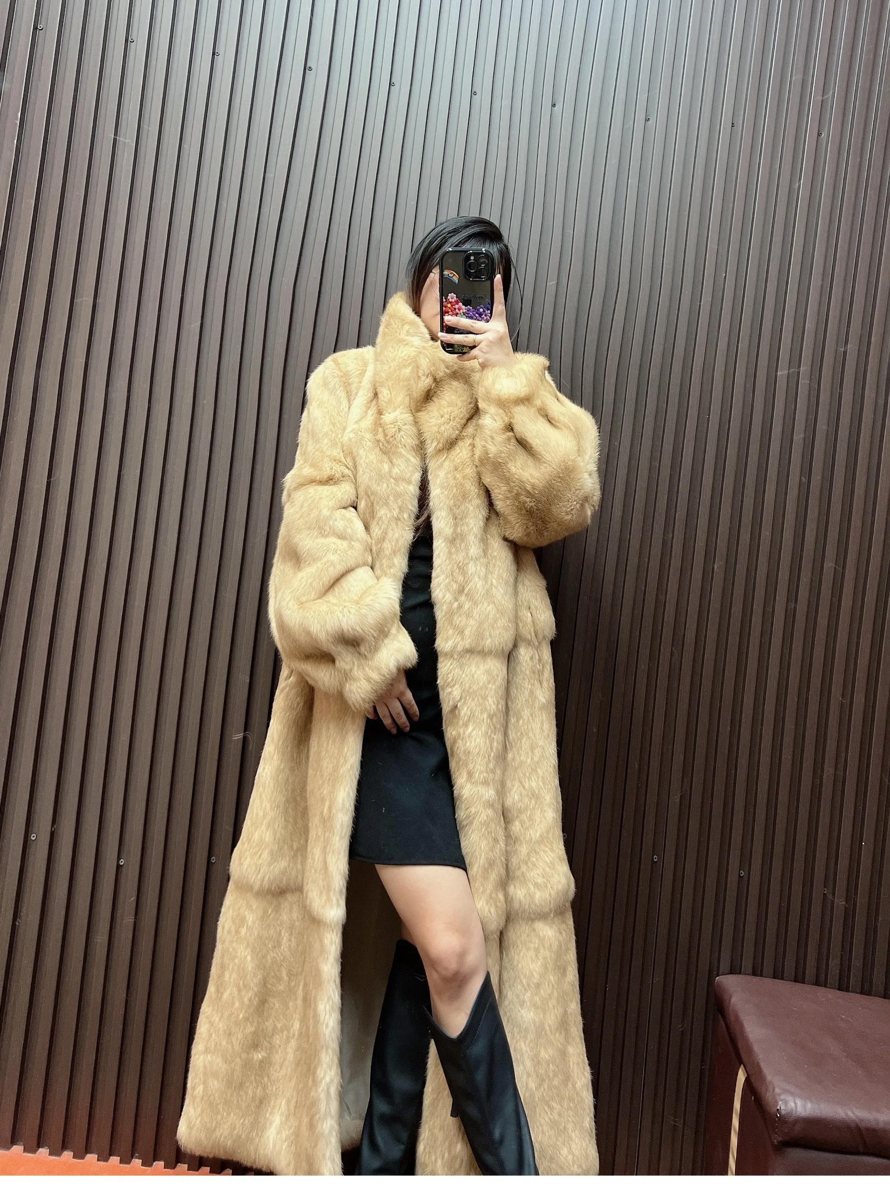 Furyoume новое пальто из 100% кроличьего меха длиной 120 см - Фотография_2