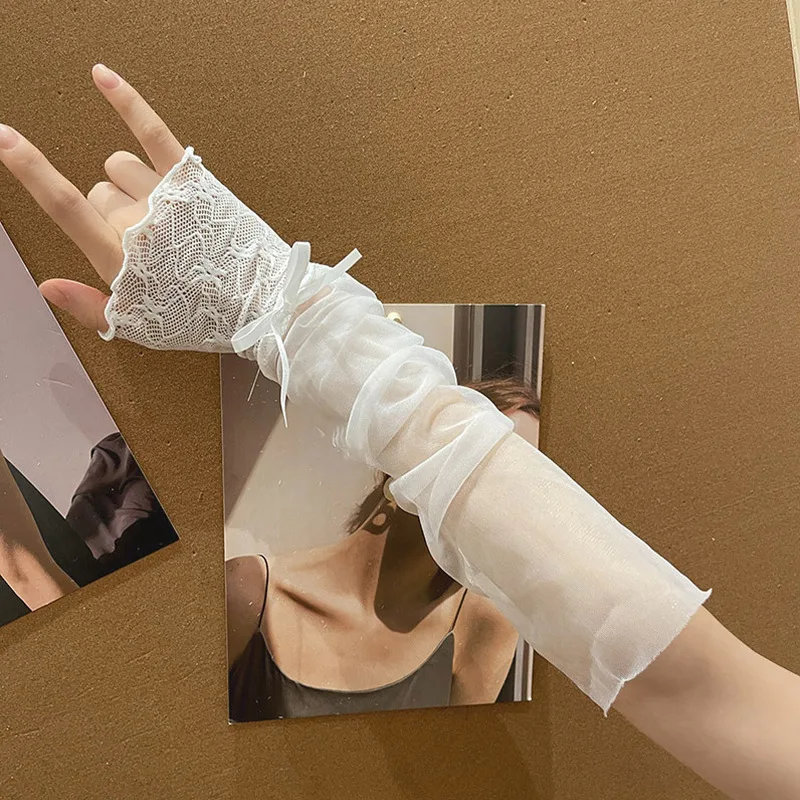 Корейские свадебные перчатки из тонкой сетки - Фотография_3