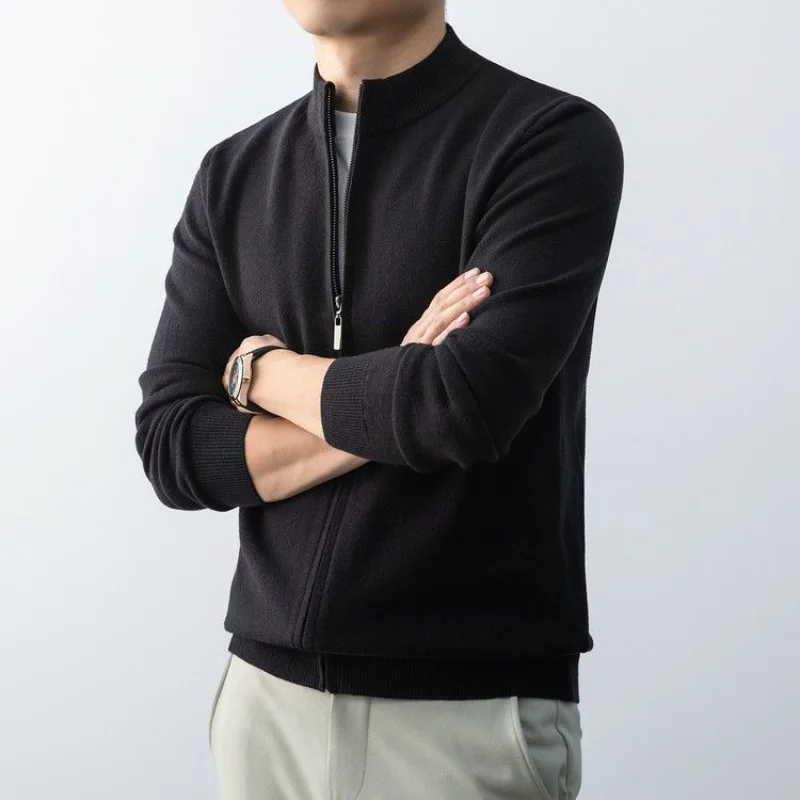 Повседневный вязаный кардиган с воротником-стойкой - Фотография_2