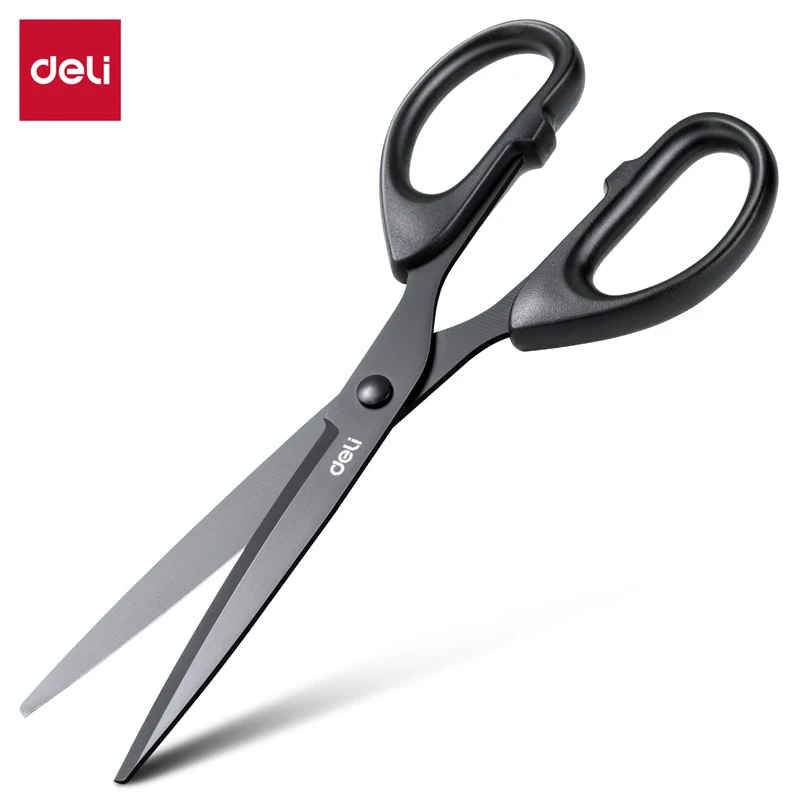 Черные ножницы deli 6009s tijeras из нержавеющей стали - Фотография_6