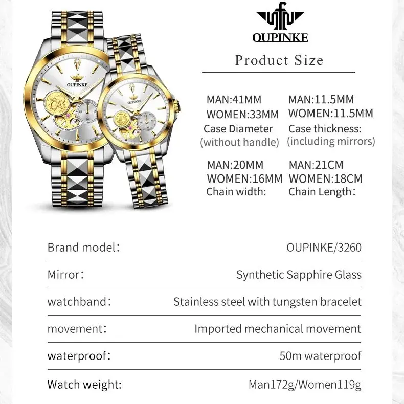 Oupinke 3260, роскошные брендовые автоматические механические часы - Фотография_6