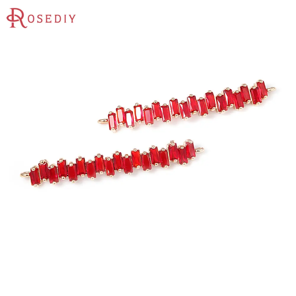 Изогнутые прямоугольные подвески из латуни и циркония с 2 отверстиями - Фотография_3