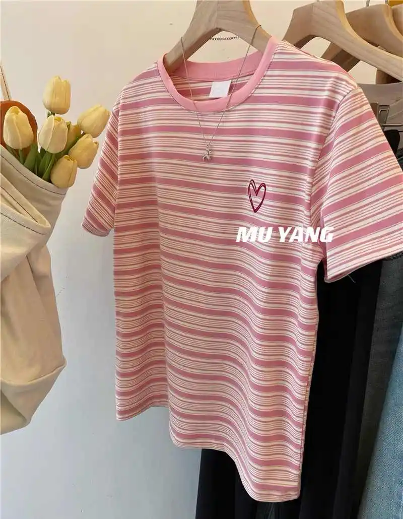 Летняя полосатая женская футболка - Фотография_4