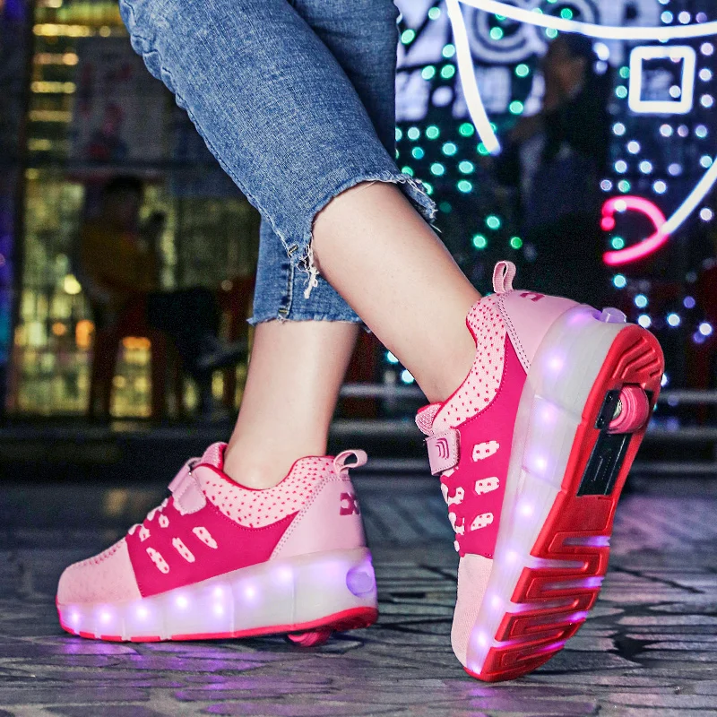 Высококачественные светящиеся кроссовки на роликах для мальчиков и девочек - Фотография_2