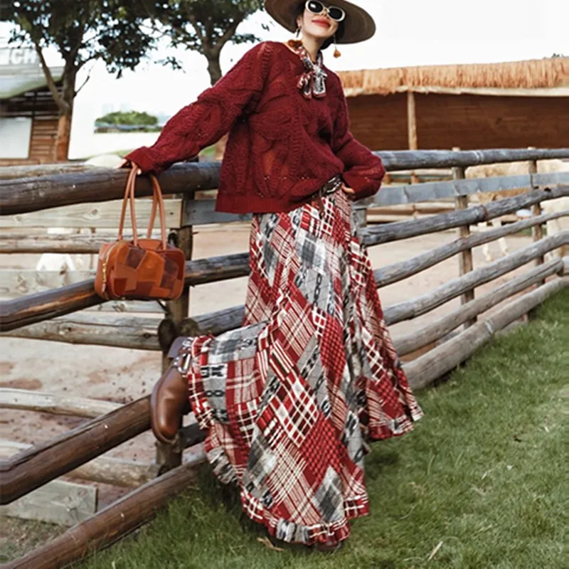 Tiyihailey-женская длинная юбка макси с эластичной резинкой на талии - Фотография_2