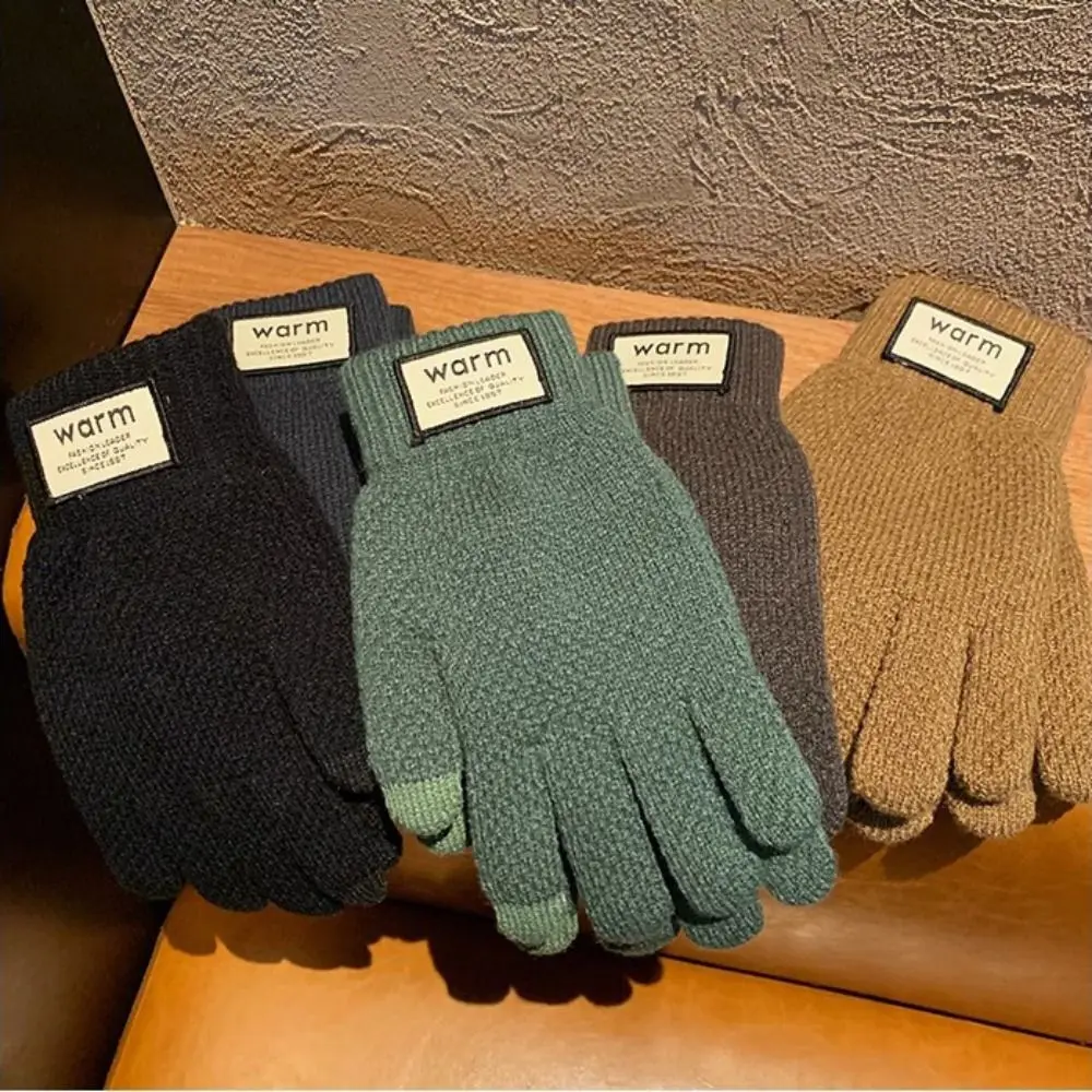 Новые мужские зимние теплые трикотажные перчатки - Фотография_3