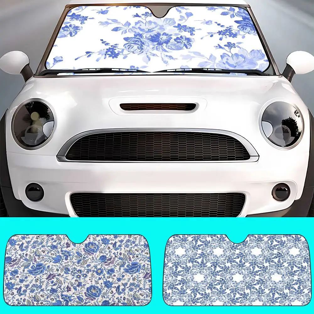 Сине-белый фарфоровый автомобильный солнцезащитный козырек - Фотография_4