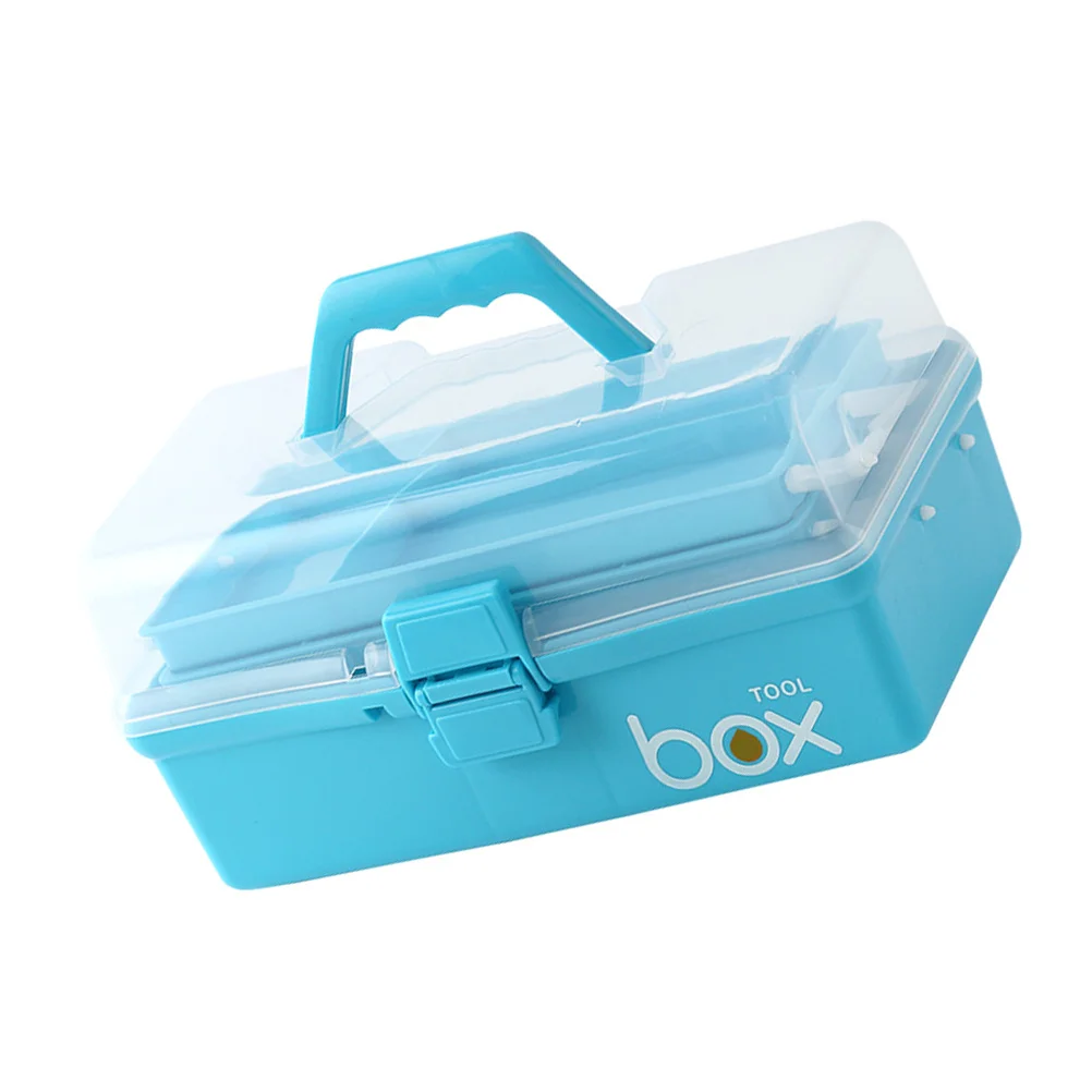 Портативный небесно-голубой многослойный ящик для хранения лекарств - Фотография_4