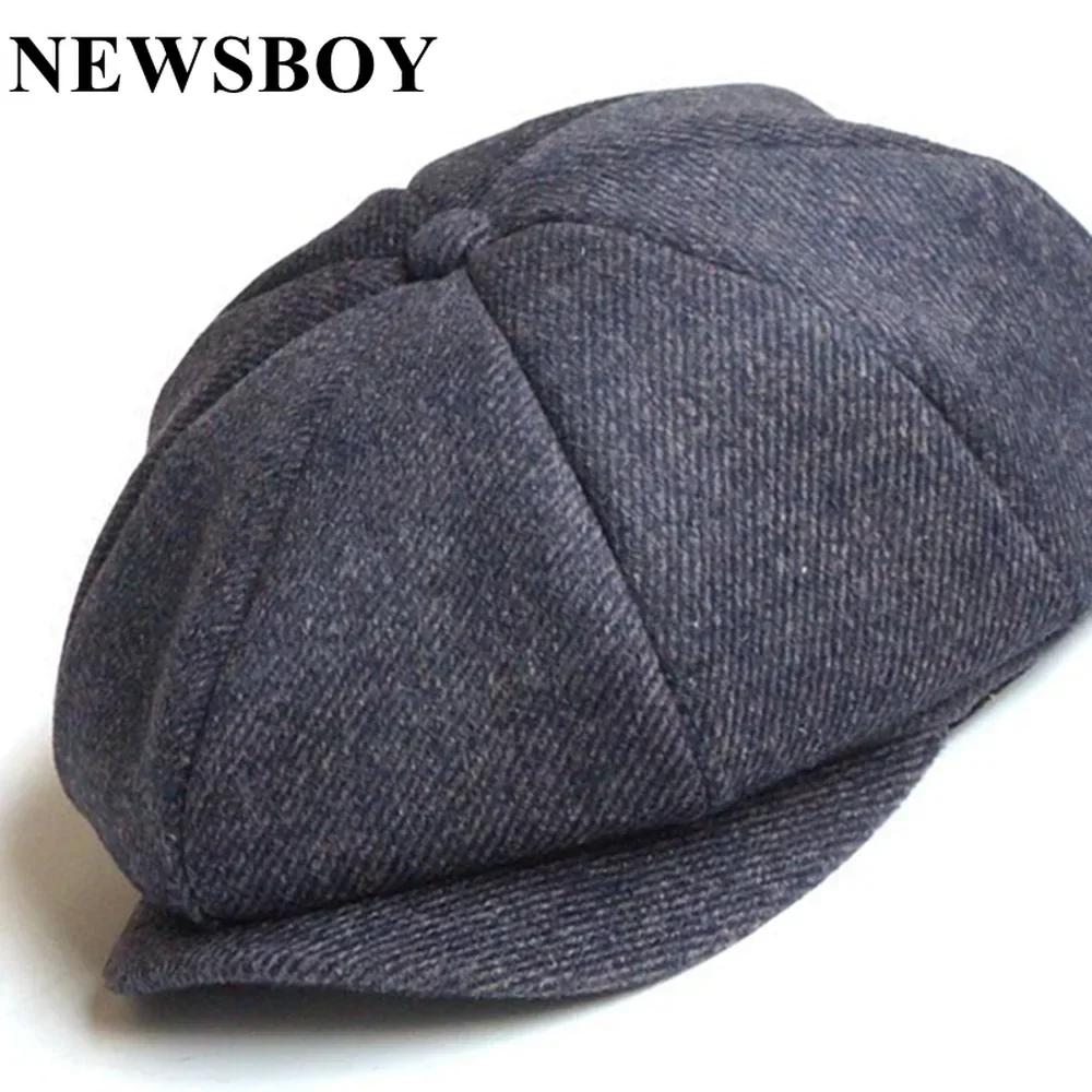 Кепка newsboy, мужская осенне-зимняя шерстяная кепка газетчика - Фотография_3