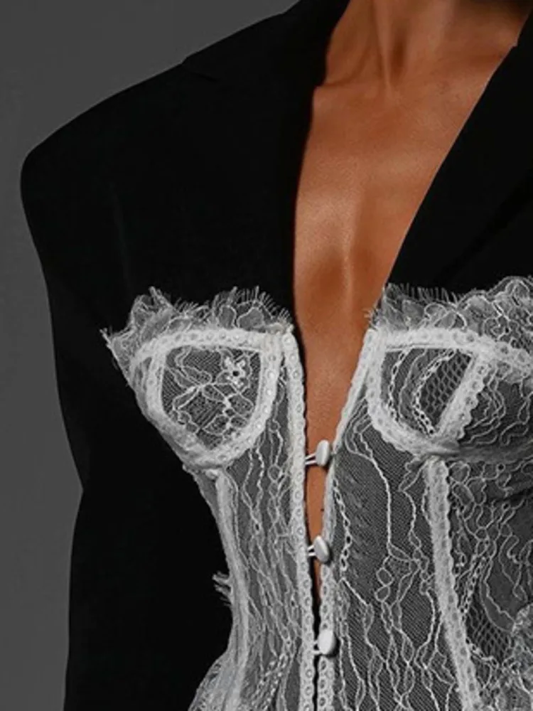 Весенний новый женский черный пиджак - Фотография_3