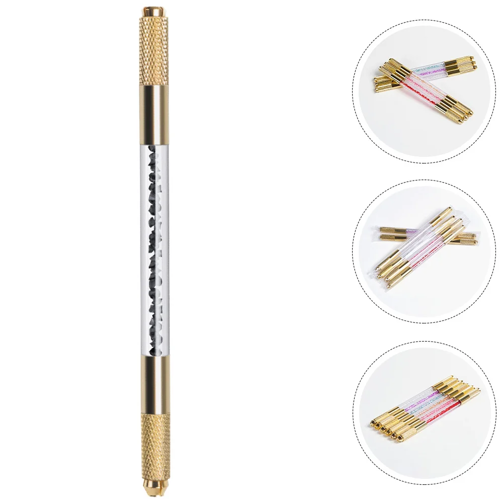 Двусторонняя ручка для татуировки бровей со стразами