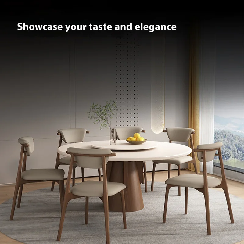 Современные роскошные кожаные обеденные стулья с деревянным каркасом - Фотография_5