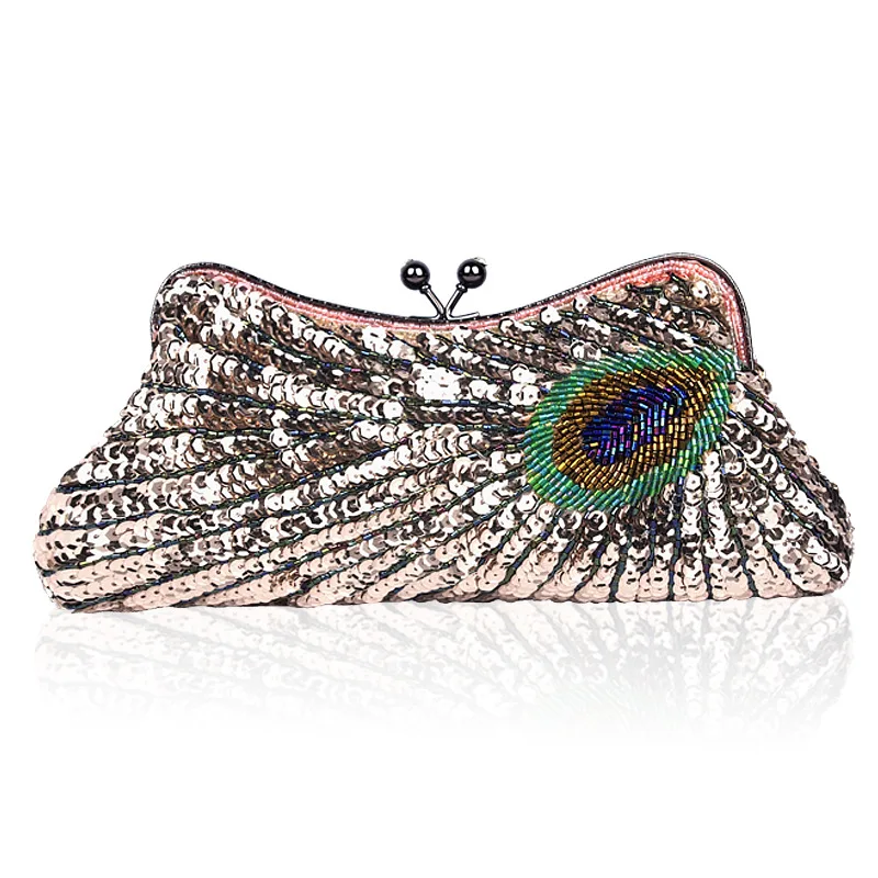 Модные тонкие вечерние сумки с пайетками в виде павлина для женщин - Фотография_5