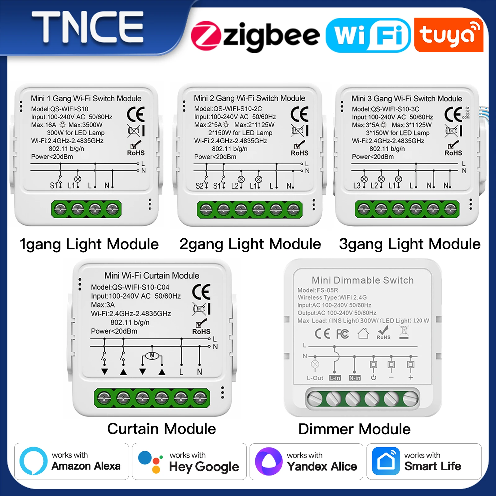 Tnce tuya переключатель световой шторы диммер wifi zigbee