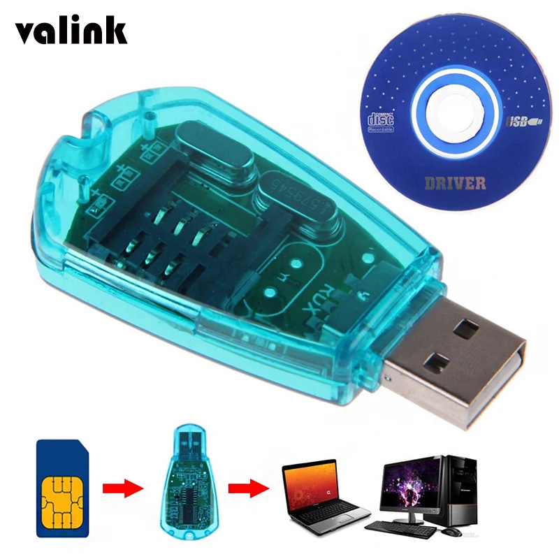 Высокоскоростной портативный синий usb-ридер для sim-карт