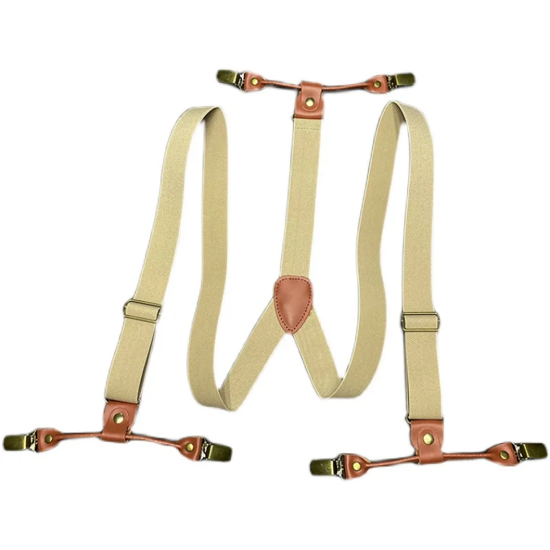 Широкие мужские подтяжки 30 мм цвета хаки - Фотография_3