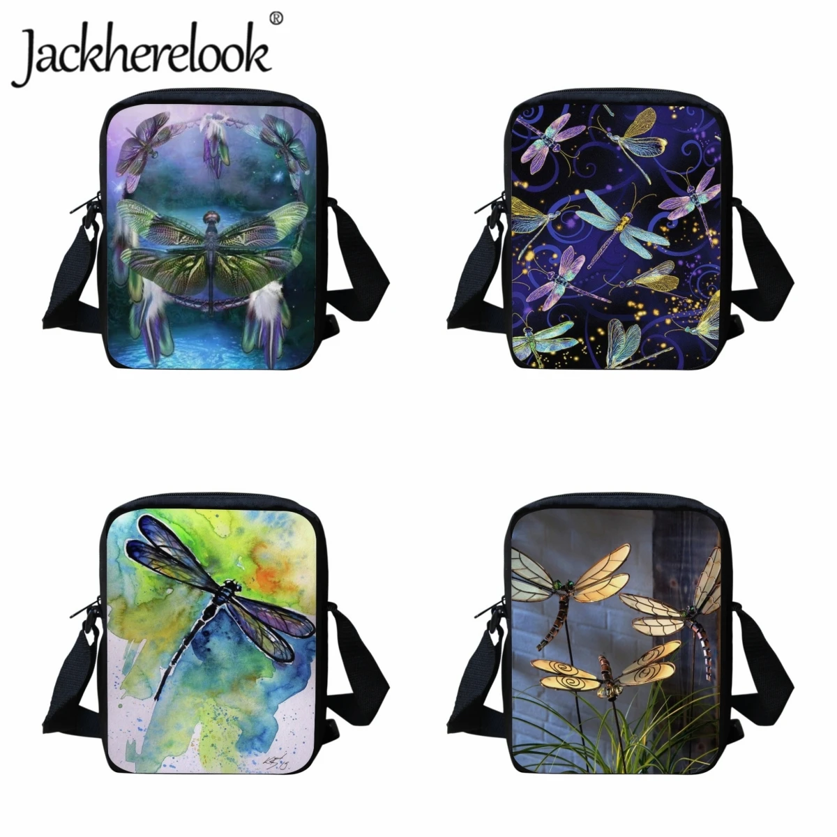 Jackherelook, сумка-мессенджер с рисунком стрекозы
