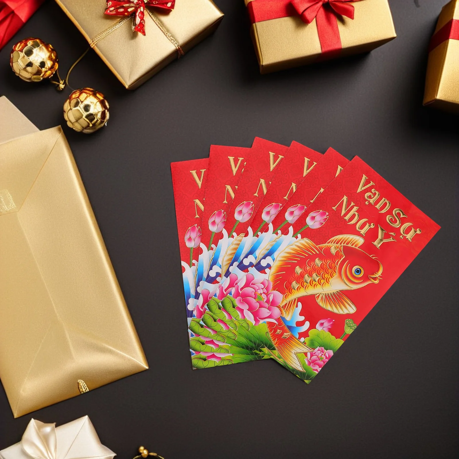 Китайские красные конверты с узором кои - Фотография_6