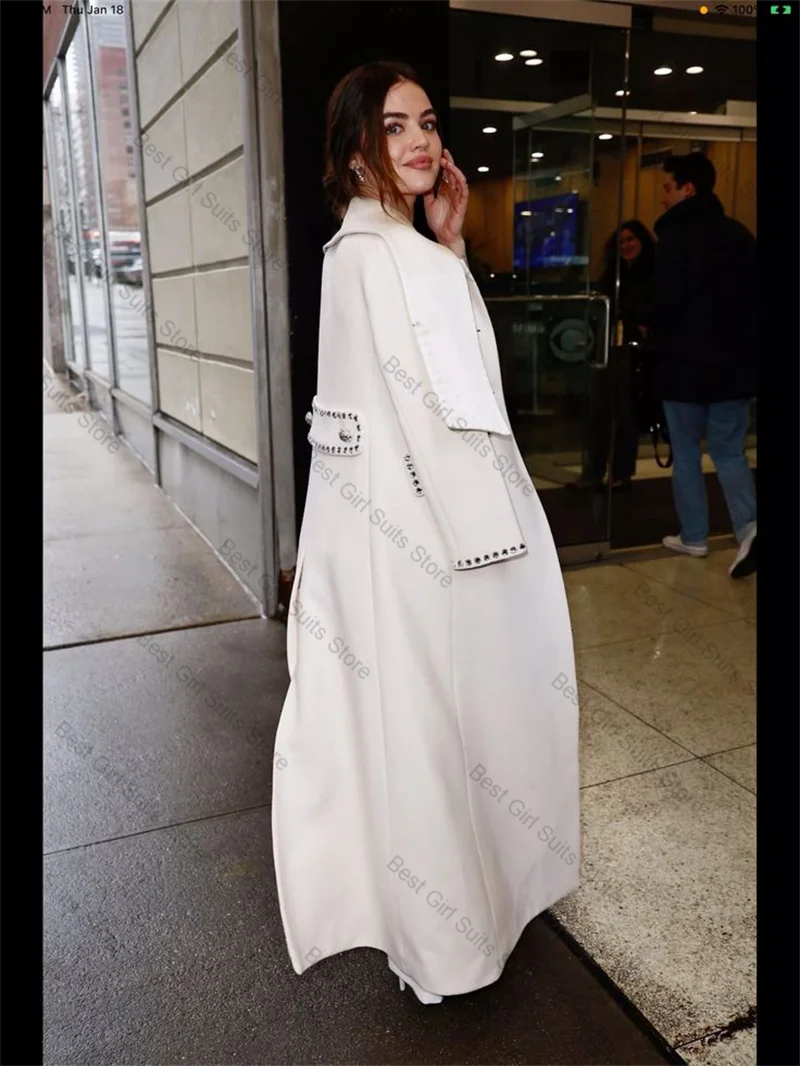 Белый шерстяной кашемировый женский костюм - Фотография_3