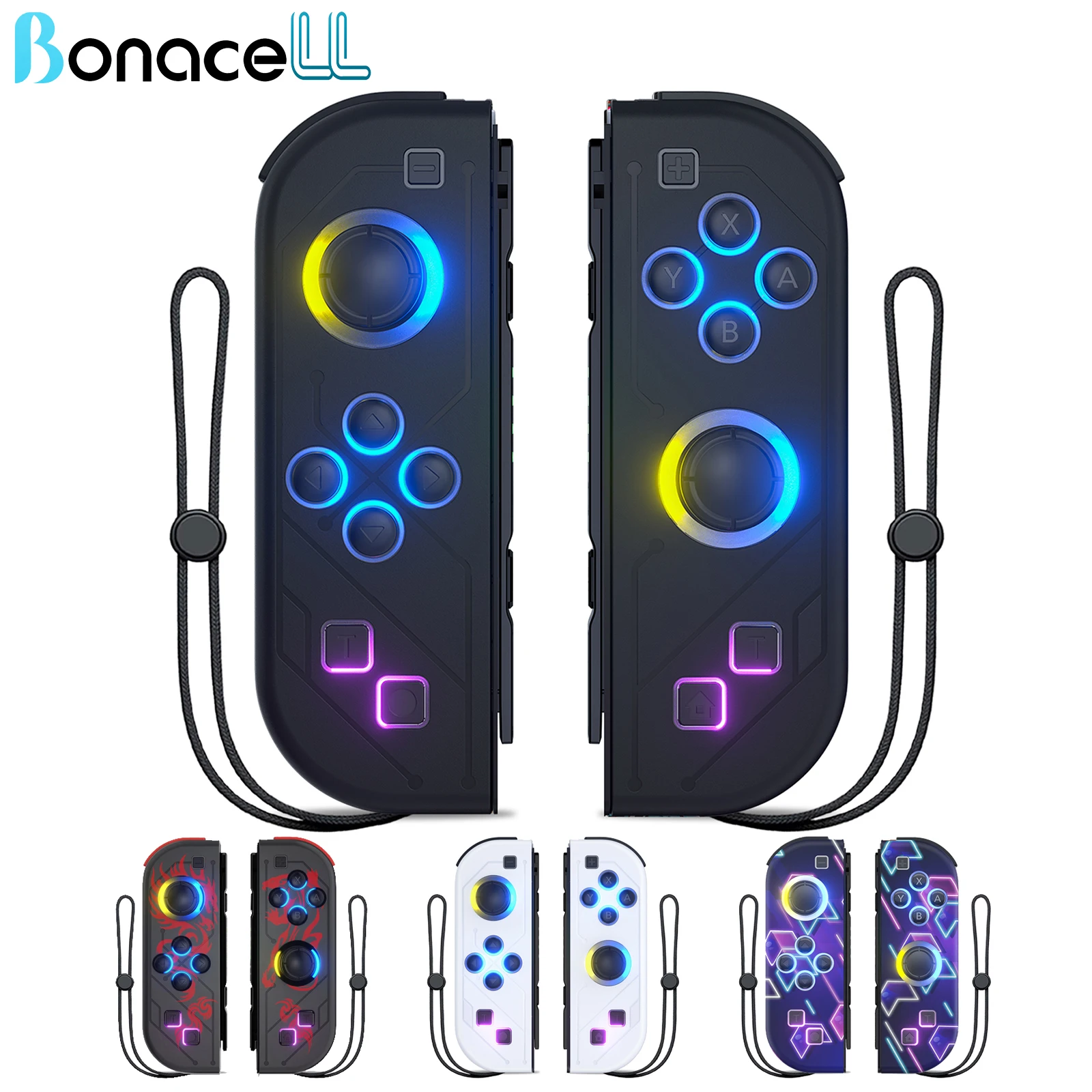 Геймпад для nintendo switch/oled/lite-джойстика rgb led (l/r)