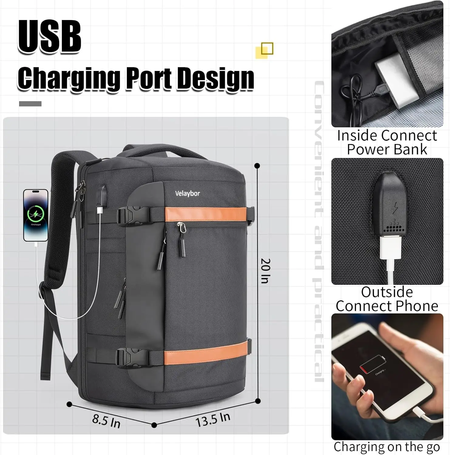 Дорожный рюкзак объемом 42 л с 4 кубиками для упаковки - Фотография_4