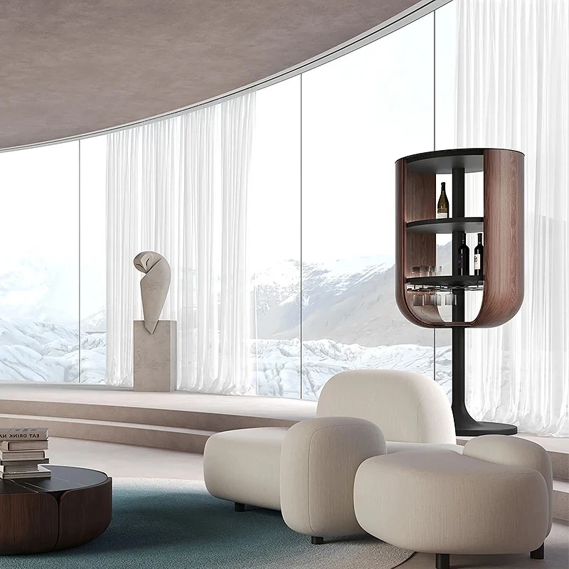 Винный шкаф с вращающейся дверью из массива дерева