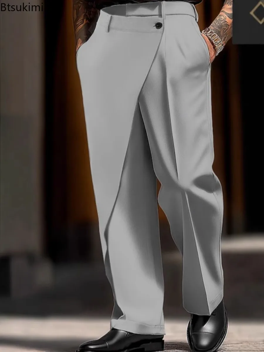 Мужские стильные брюки с неровкой талией - Фотография_4