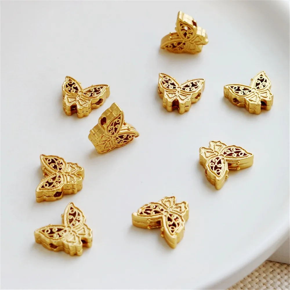 Плоские бусины-бабочки из матового золота - Фотография_2