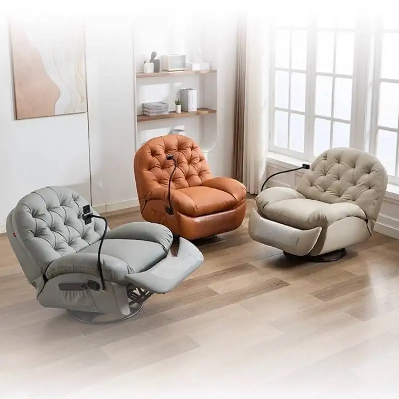 Бежевый маленький электрический диван с откидной спинкой - Фотография_4