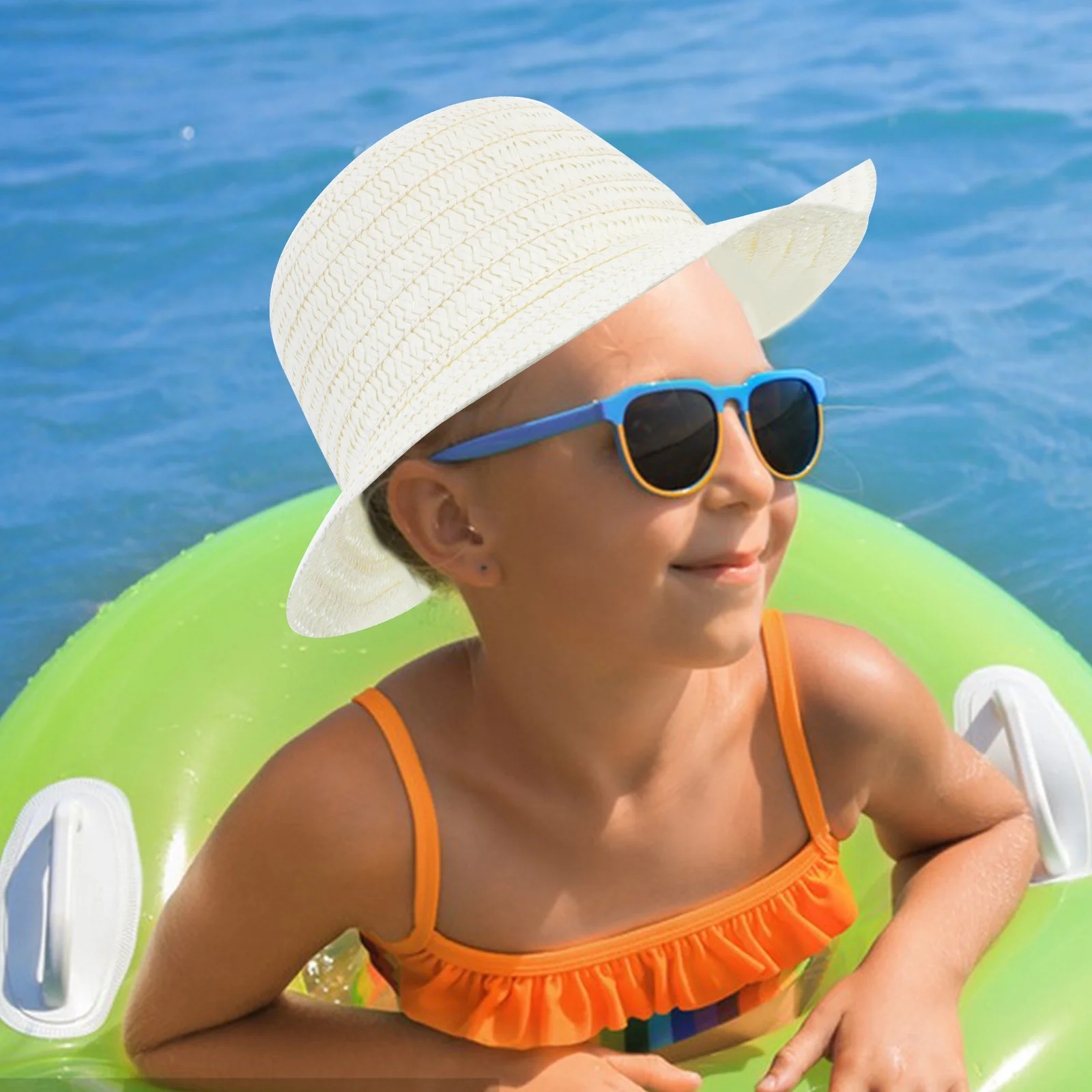 Мини-соломенная шляпа тканый круглый - Фотография_2