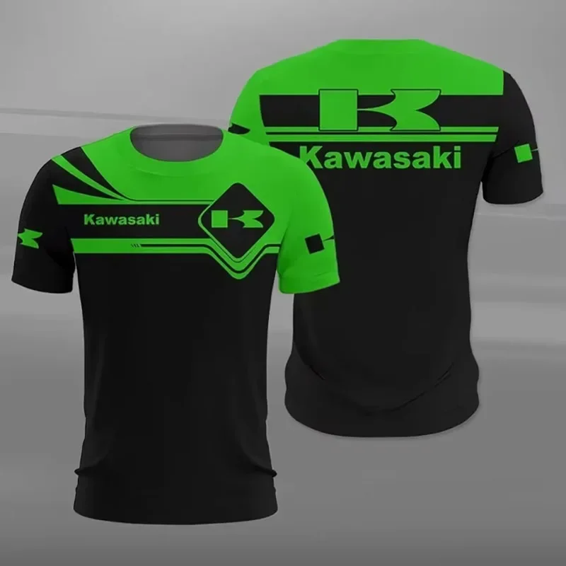 Мужская летняя футболка kawasaki с 3d принтом для гонок на мотоциклах
