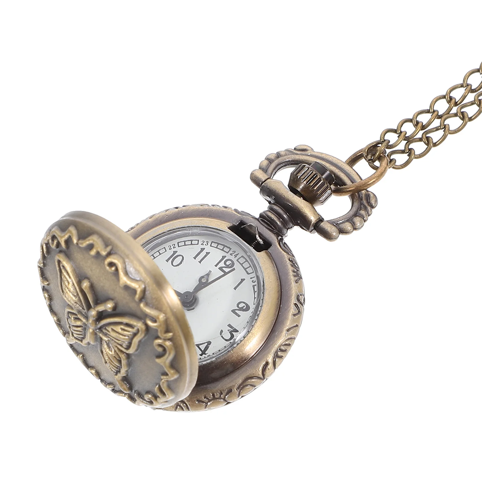 Винтажные карманные часы с узором бабочек - Фотография_6