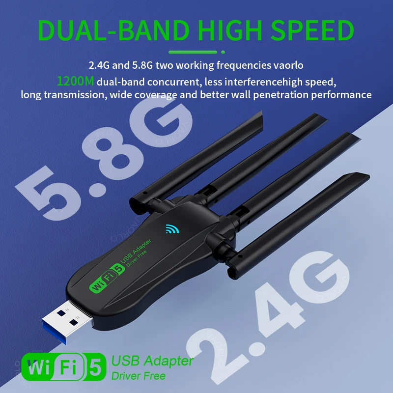 Двухдиапазонный 1200 мбит/с wifi usb-адаптер 2 - Фотография_2