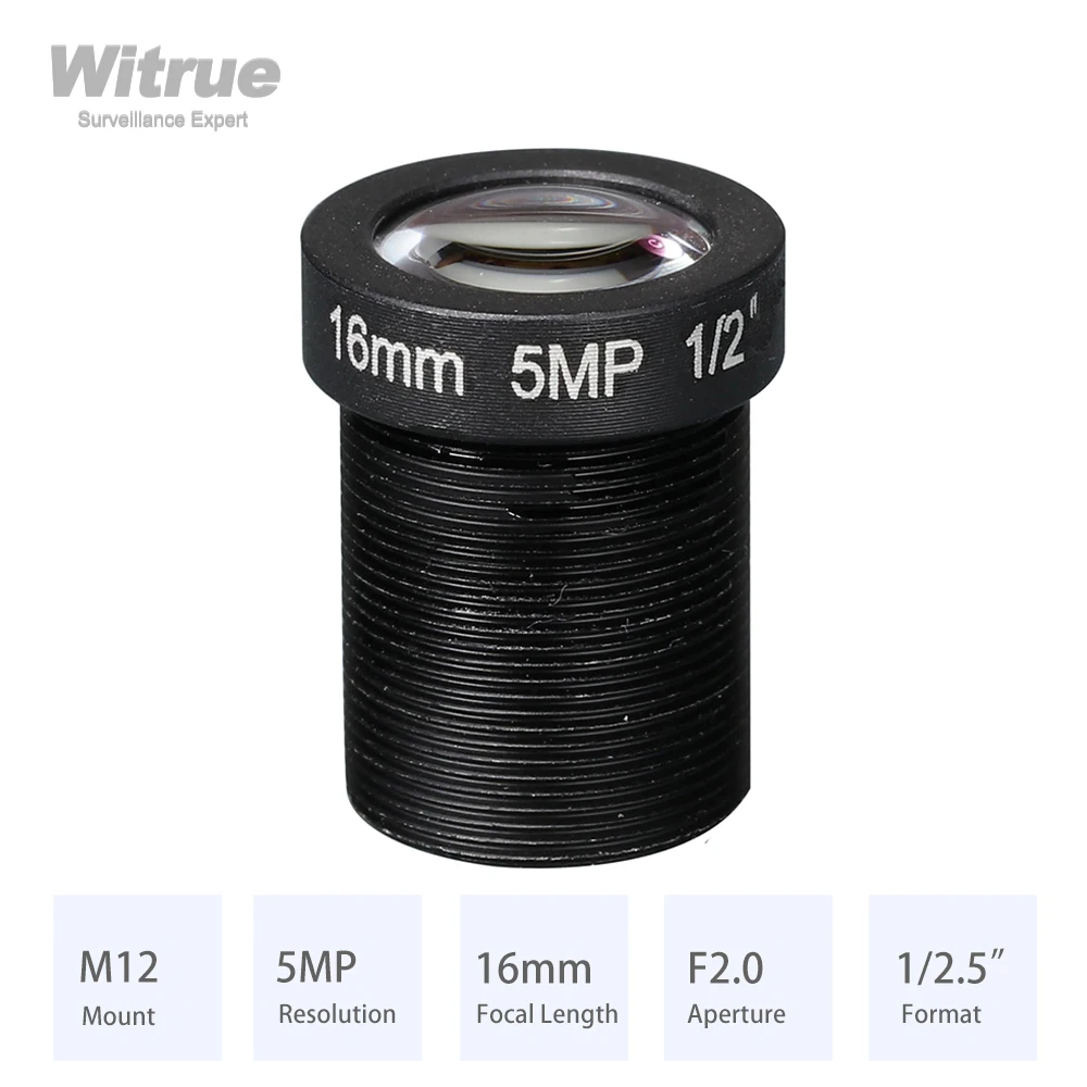 Witrue hd 5mp m12 объектив с креплением 8 мм 12 мм 16 мм диафрагма f2