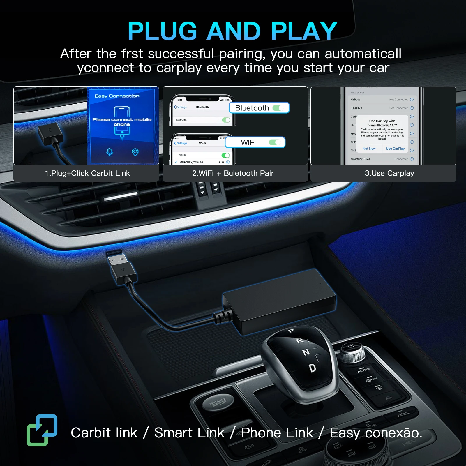 Carbitlink к беспроводному адаптеру carplay android auto smart box - Фотография_3