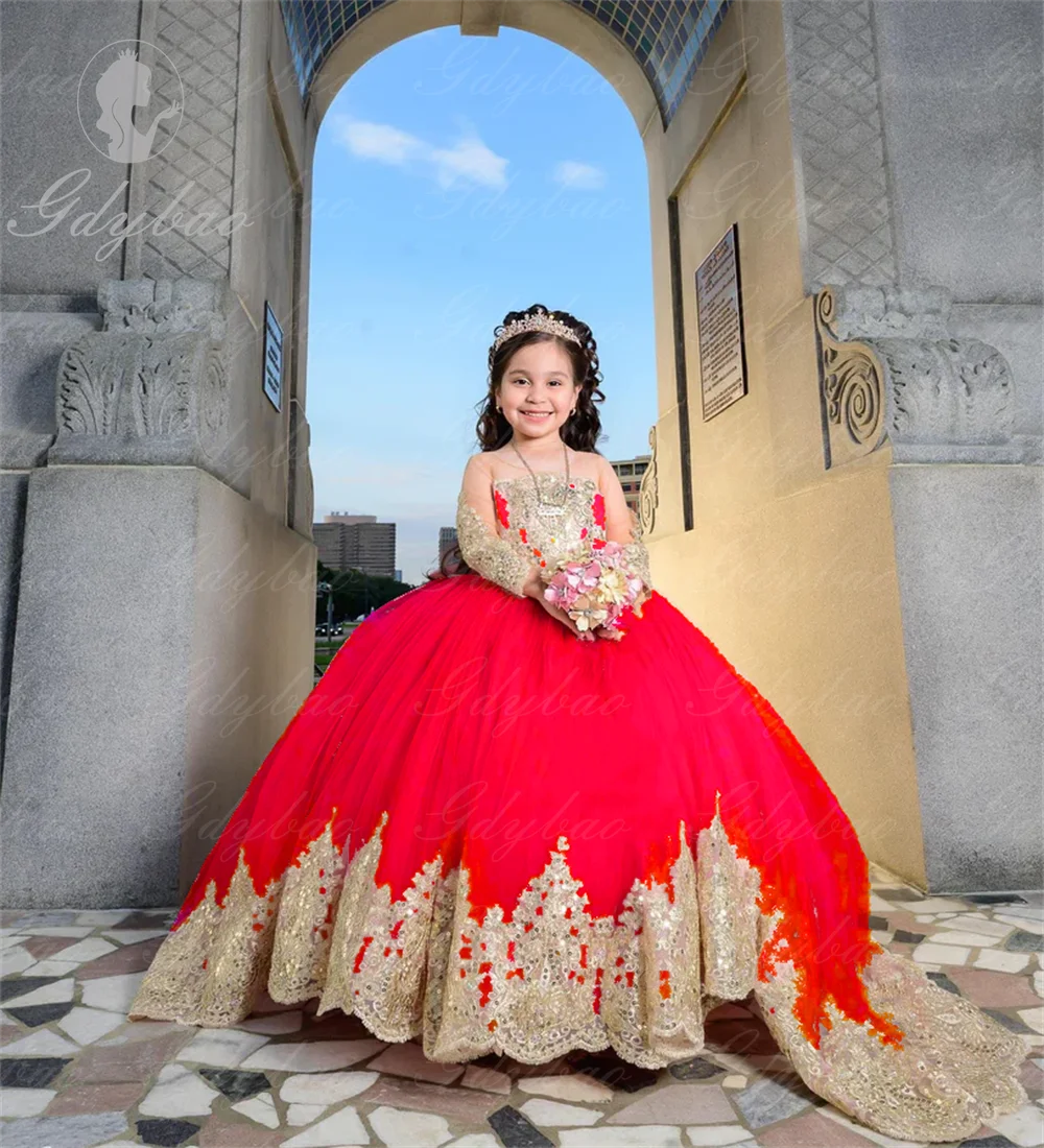 Свадебные платья с длинными рукавами для девочек-цветочниц - Фотография_5