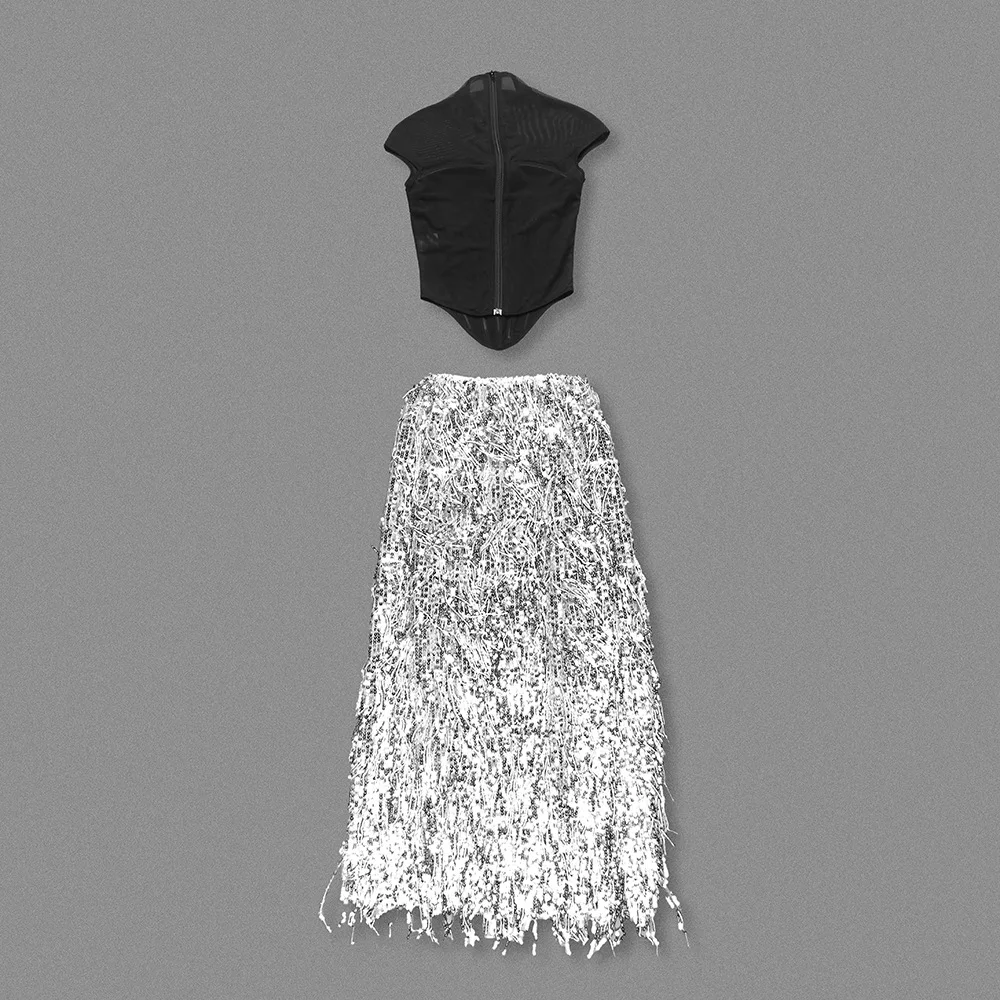 Женское сексуальное платье знаменитостей без рукавов в стиле пэчворк - Фотография_6