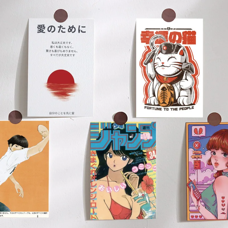 Винтажные открытки ins с японской мультяшной девушкой - Фотография_4
