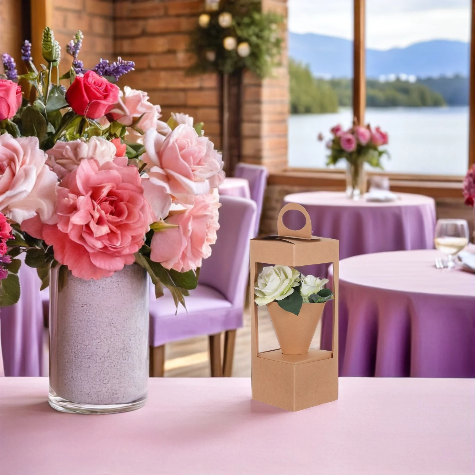 Бумажная цветочная корзина с ручками - Фотография_3